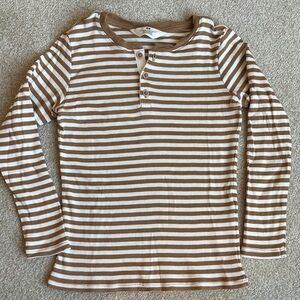 H&M Brown and White Striped Long Sleeve Tee